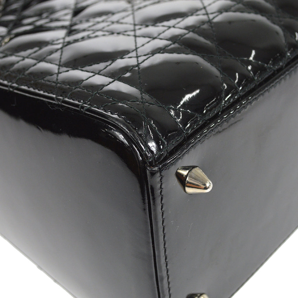 Christian Dior 2010 Lady Dior Cannage 2way Shoulder Handbag Black