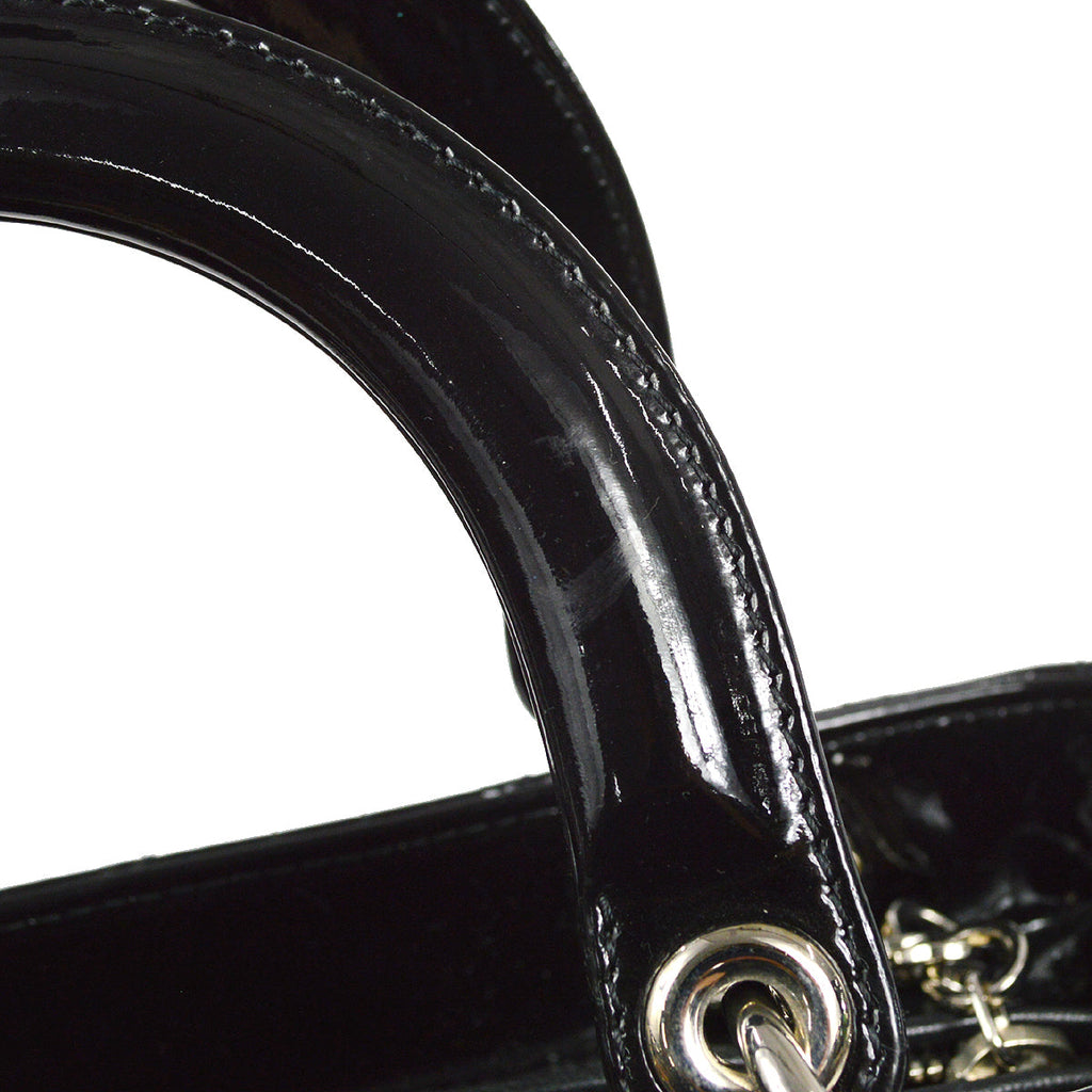 Christian Dior 2010 Lady Dior Cannage 2way Shoulder Handbag Black