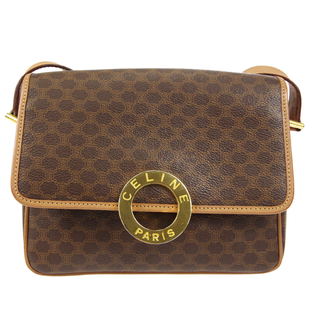 CELINE Ring Macadam Shoulder Bag Brown