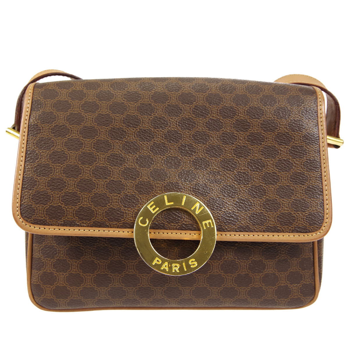 CELINE Ring Macadam Shoulder Bag Brown