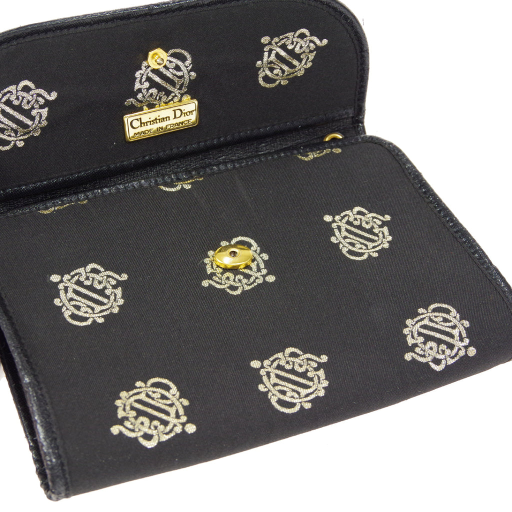 Christian Dior Double Chain Shoulder Bag Black