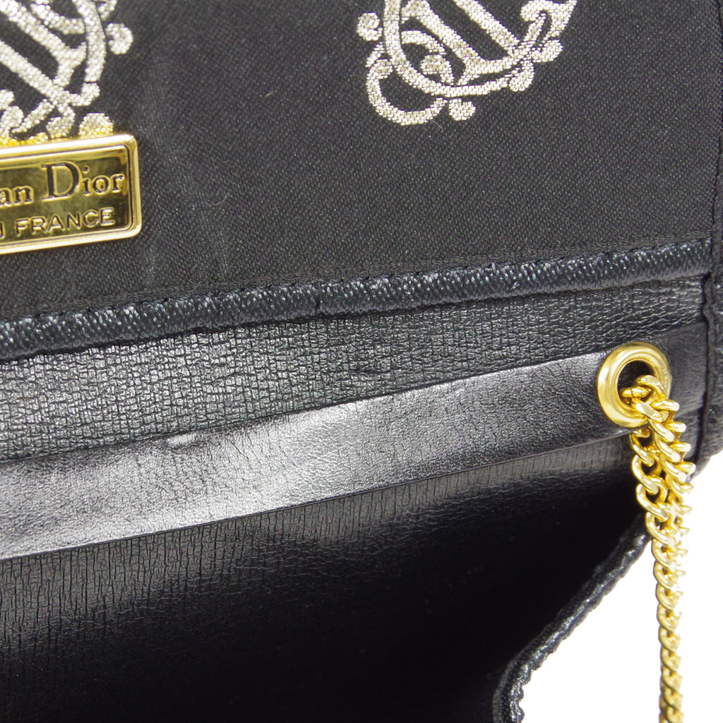 Christian Dior Double Chain Shoulder Bag Black