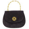 CELINE Chain Handbag Black Suede
