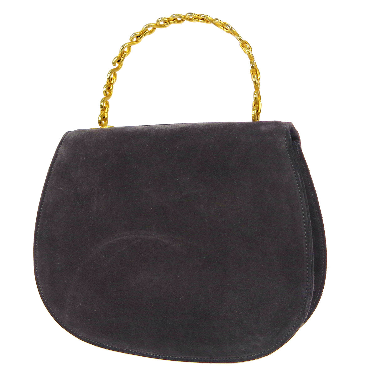 CELINE Chain Handbag Black Suede