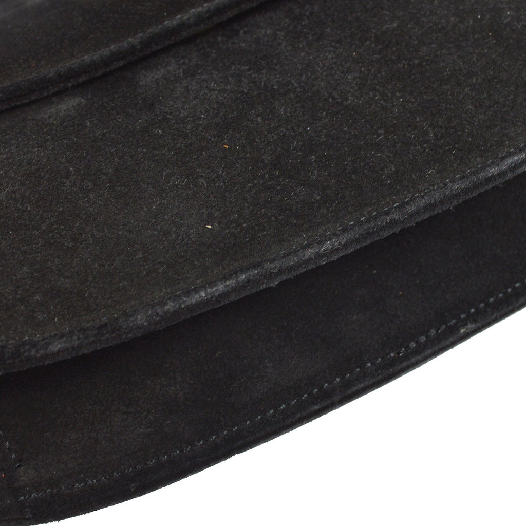 CELINE Chain Handbag Black Suede