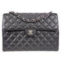 CHANEL Classic Flap Jumbo Double Chain Shoulder Bag Black Caviar 48505