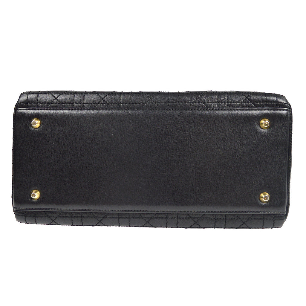 Christian Dior Lady Dior Cannage 2way Shoulder Handbag Black