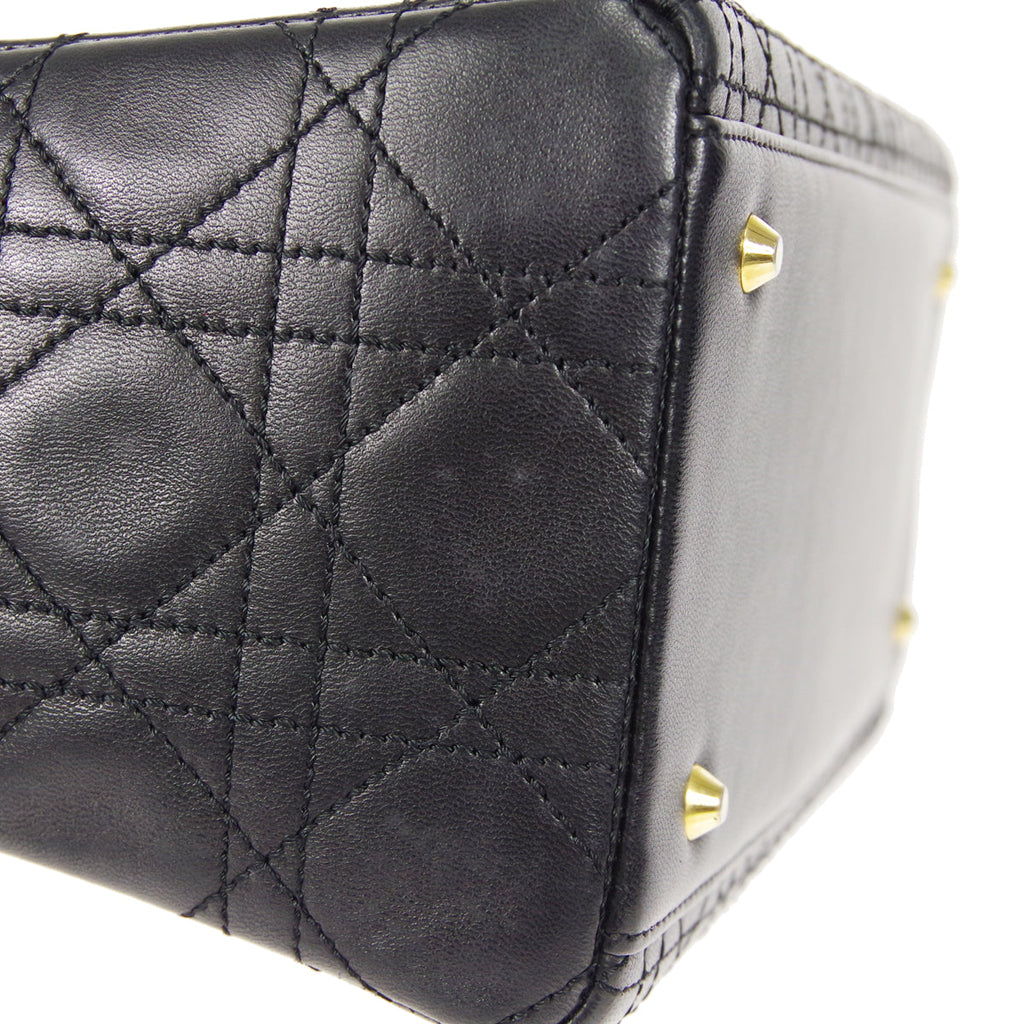 Christian Dior Lady Dior Cannage 2way Shoulder Handbag Black