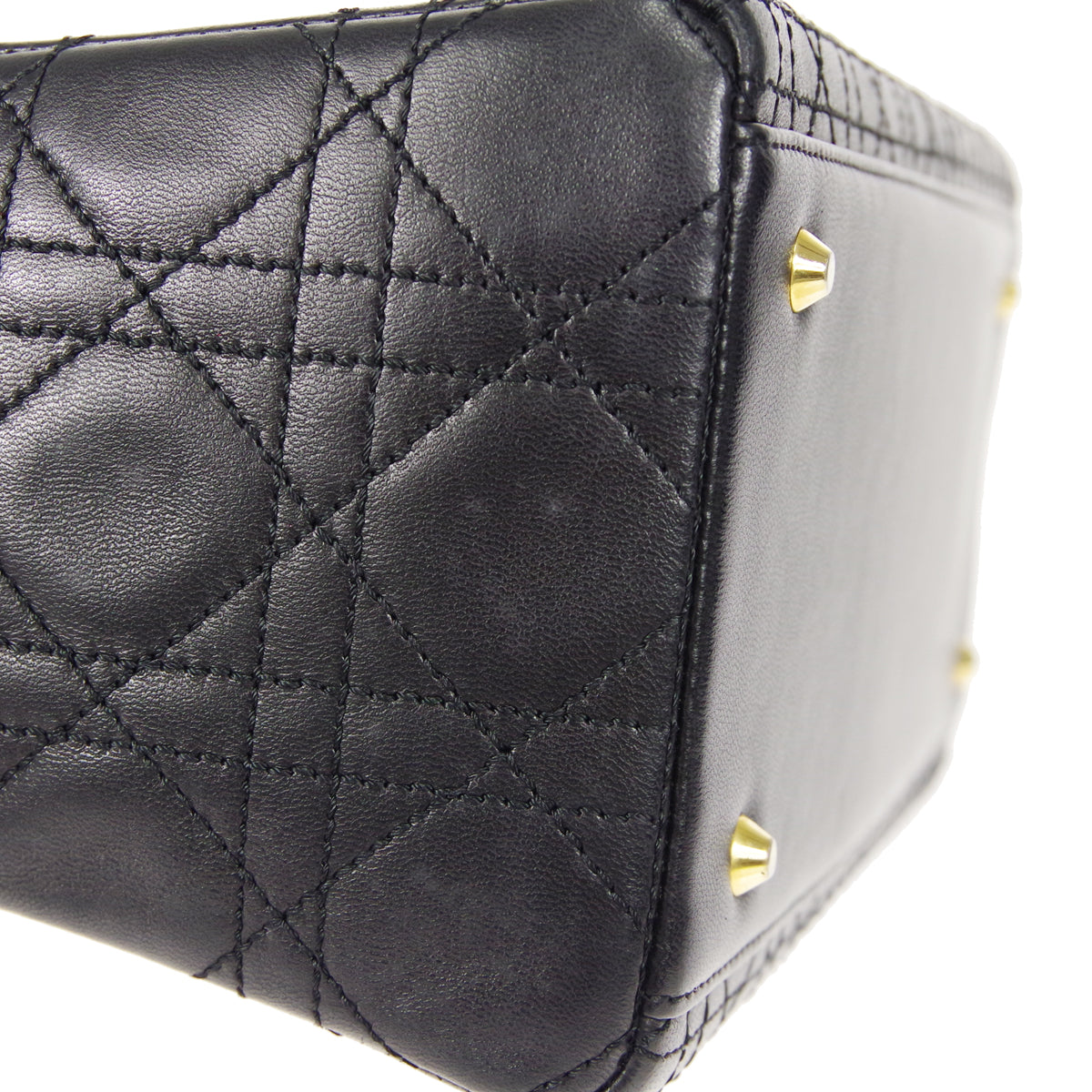 Christian Dior Lady Dior Cannage 2way Shoulder Handbag Black