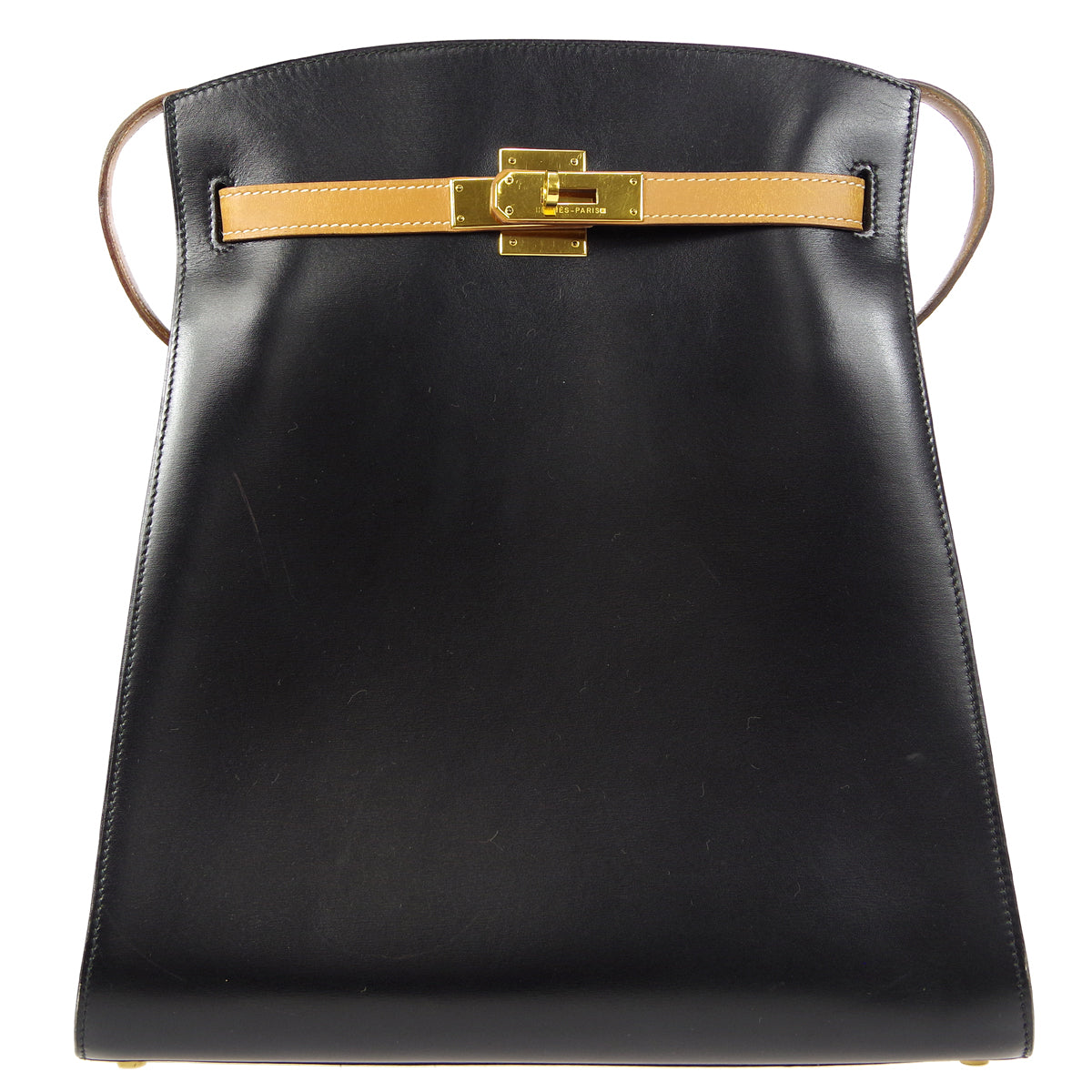 HERMES KELLY SPORT GM Shoulder Bag Black Bi-color Box Calf