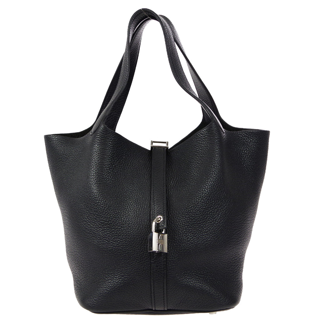 HERMES Picotin Lock MM Handbag Black Taurillon Clemence