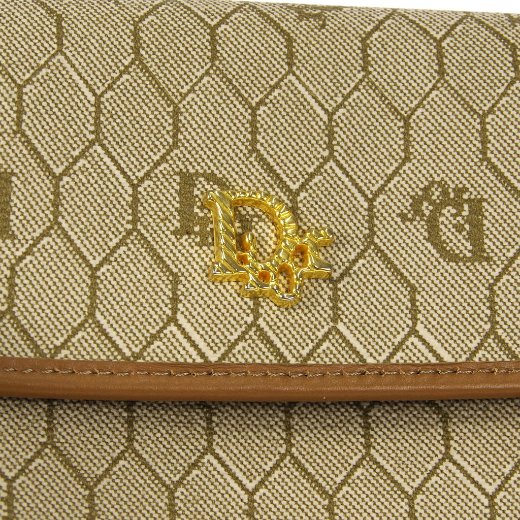 Christian Dior Honeycomb Double Chain Shoulder Bag Beige