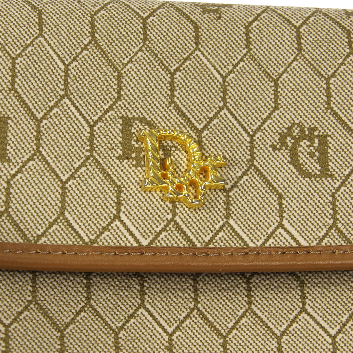 Christian Dior Honeycomb Double Chain Shoulder Bag Beige