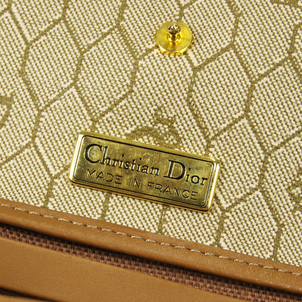 Christian Dior Honeycomb Double Chain Shoulder Bag Beige