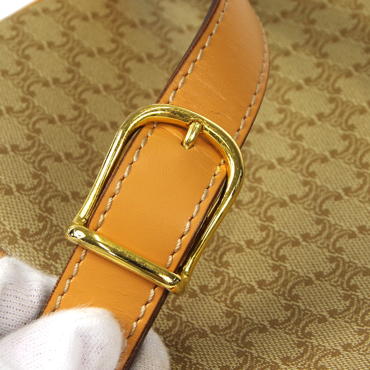 CELINE Macadam Shoulder Bag Beige