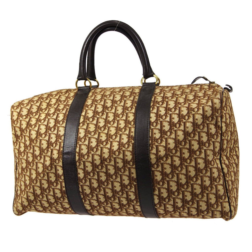 Christian Dior Trotter Duffle Travel Handbag Brown