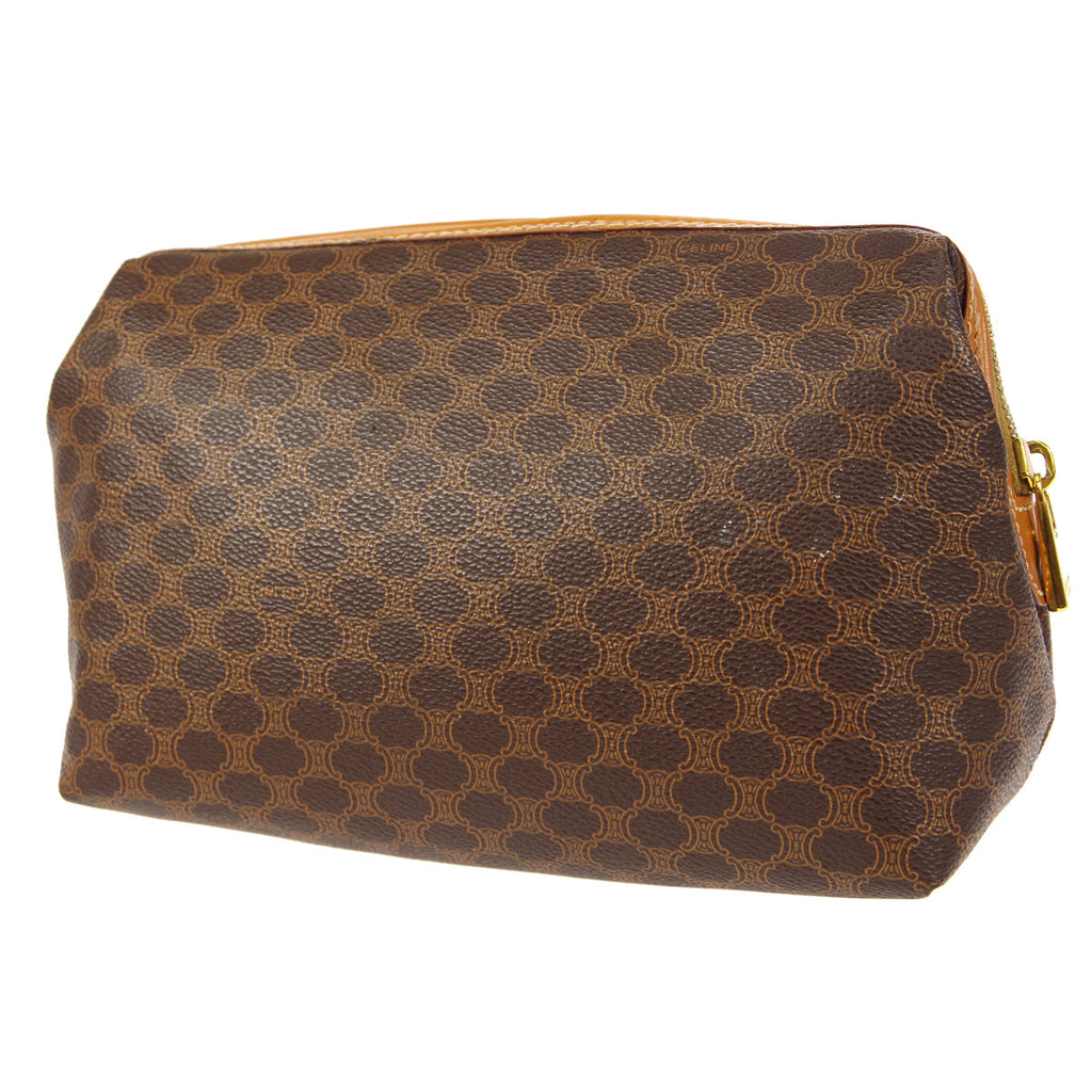 CELINE Macadam Cosmetic Pouch Bag Brown