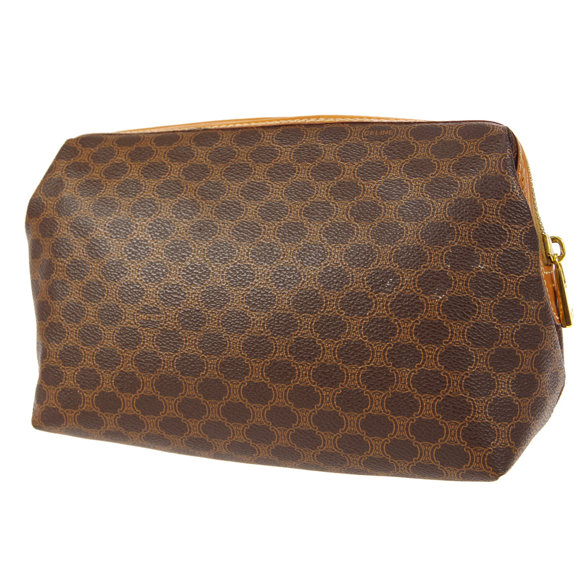 CELINE Macadam Cosmetic Pouch Bag Brown