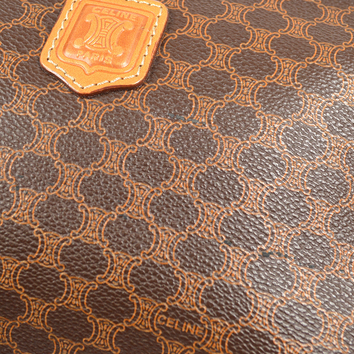 CELINE Macadam Cosmetic Pouch Bag Brown