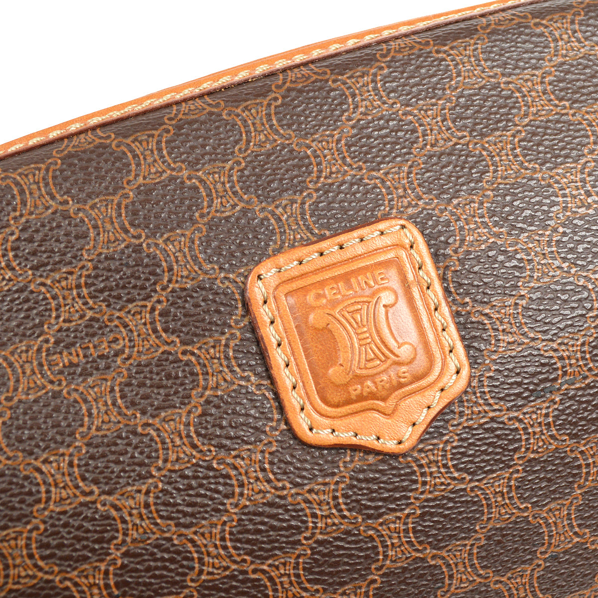 CELINE Macadam Cosmetic Pouch Bag Brown