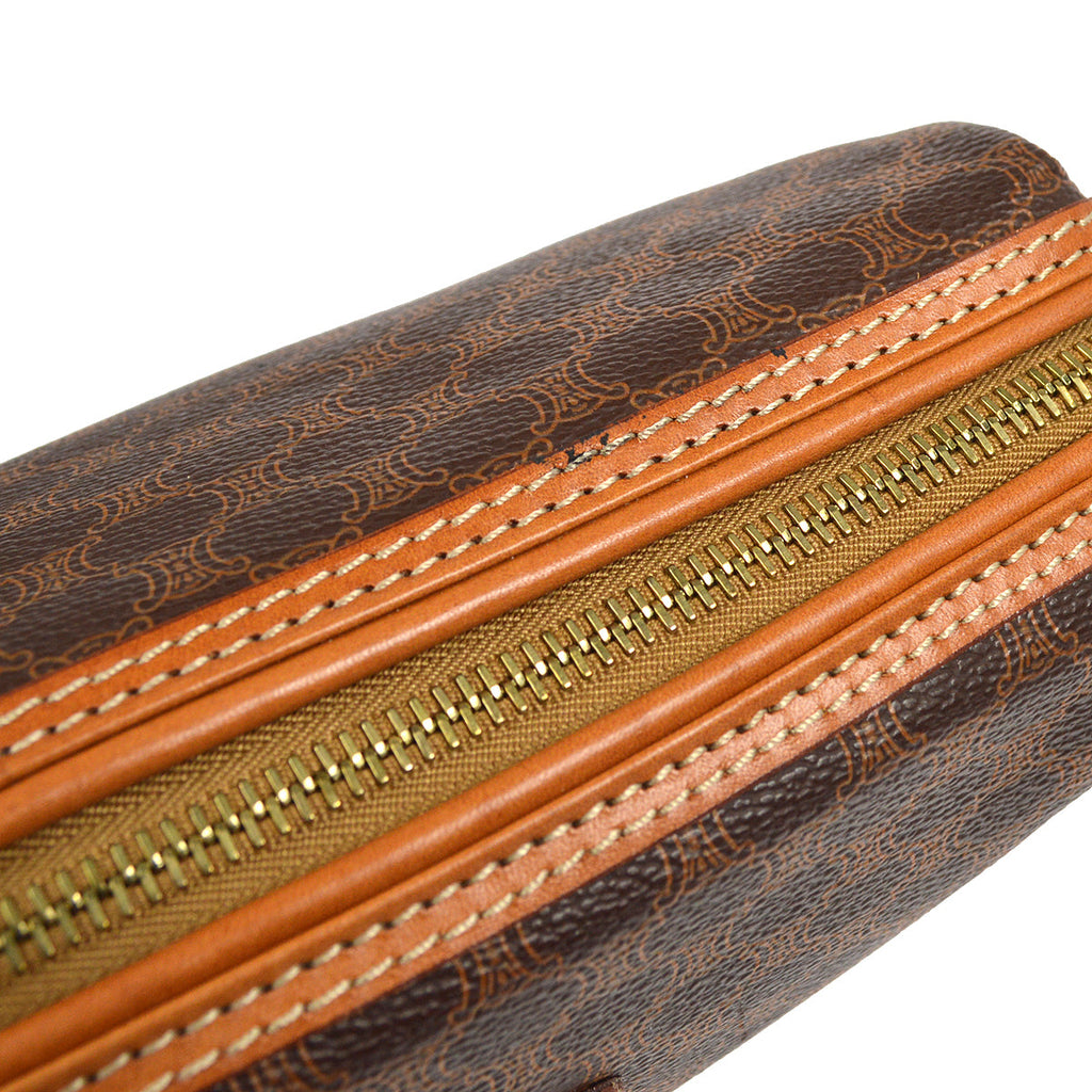 CELINE Macadam Cosmetic Pouch Bag Brown
