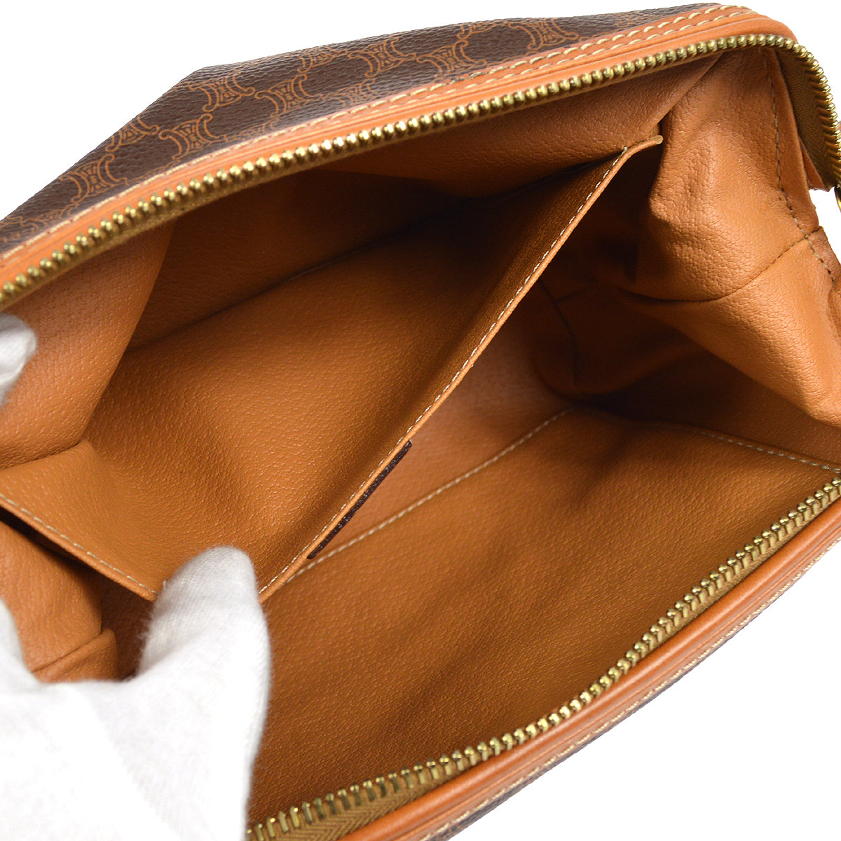 CELINE Macadam Cosmetic Pouch Bag Brown