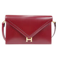 HERMES 1981 Lydie Shoulder Bag Rouge H Box Calf