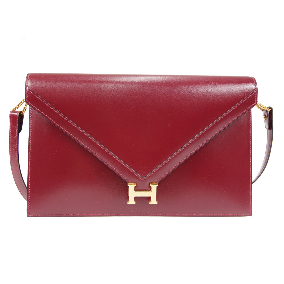HERMES 1981 Lydie Shoulder Bag Rouge H Box Calf