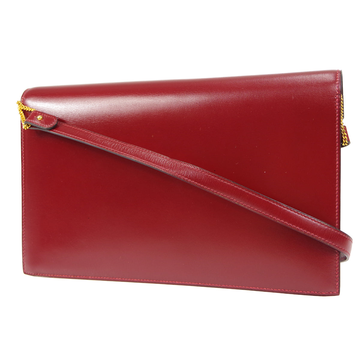 HERMES 1981 Lydie Shoulder Bag Rouge H Box Calf