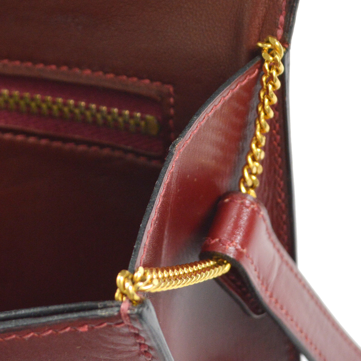 HERMES 1981 Lydie Shoulder Bag Rouge H Box Calf