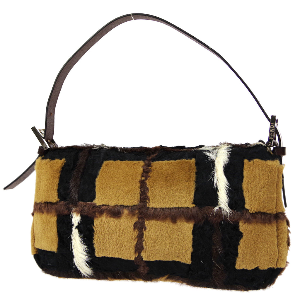 FENDI 2000-2001 “Scottish fur inlay” Baguette Medium