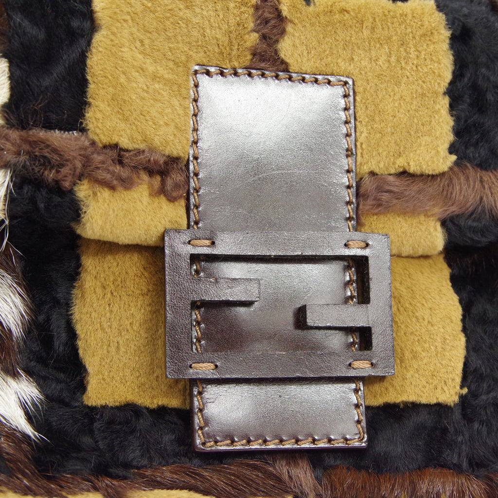 FENDI 2000-2001 “Scottish fur inlay” Baguette Medium