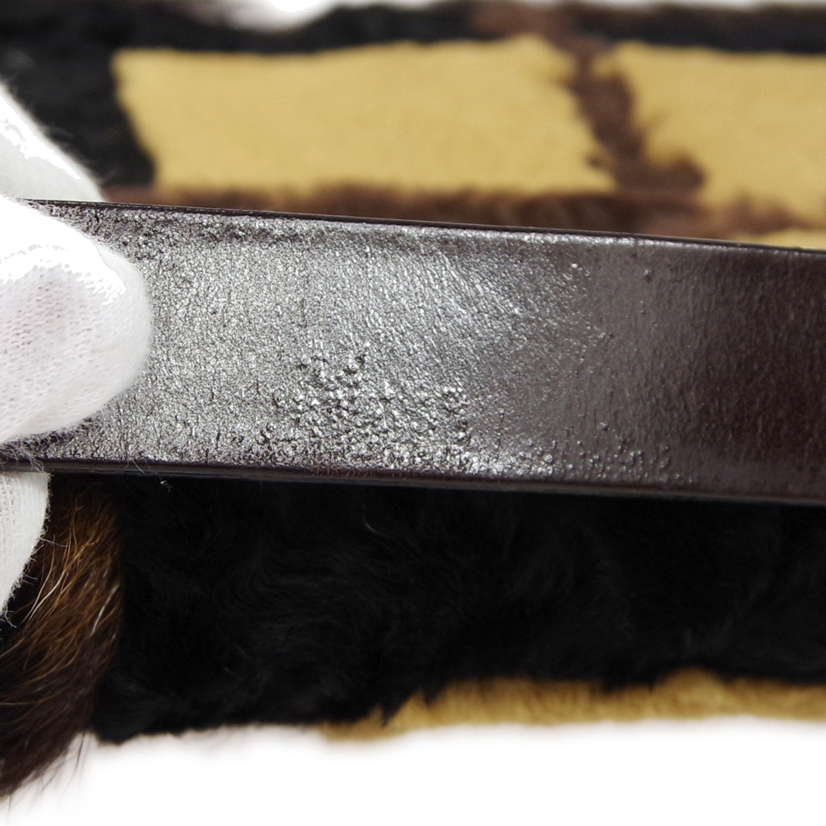 FENDI 2000-2001 “Scottish fur inlay” Baguette Medium
