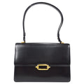 HERMES 1990 FONSBELL Shoulder Bag Black Box Calf