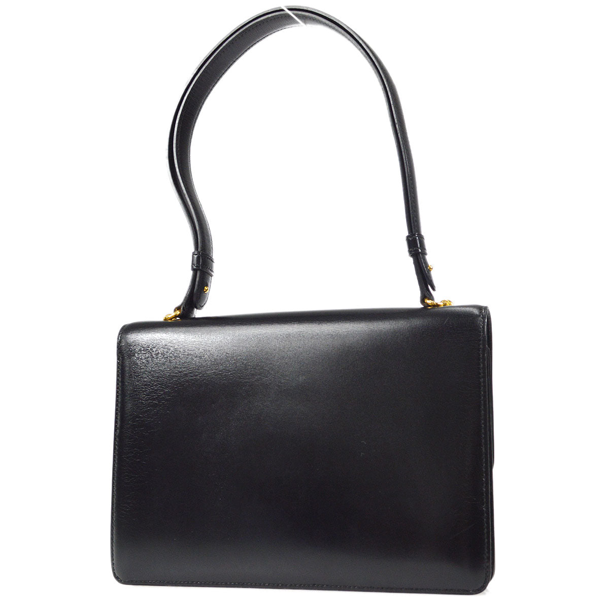 HERMES 1990 FONSBELL Shoulder Bag Black Box Calf