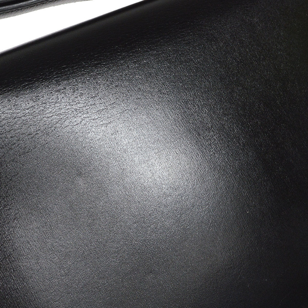 HERMES 1990 FONSBELL Shoulder Bag Black Box Calf
