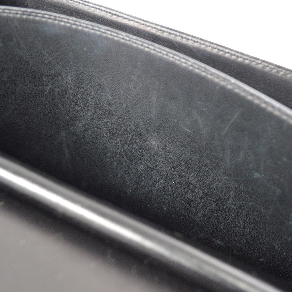 HERMES 1990 FONSBELL Shoulder Bag Black Box Calf