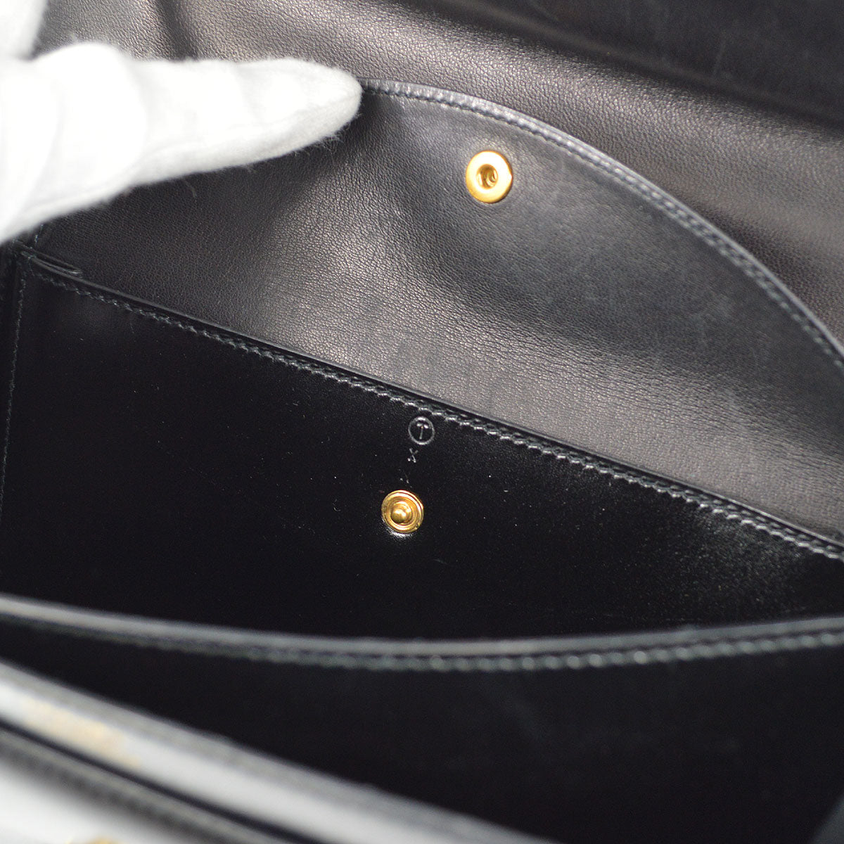 HERMES 1990 FONSBELL Shoulder Bag Black Box Calf