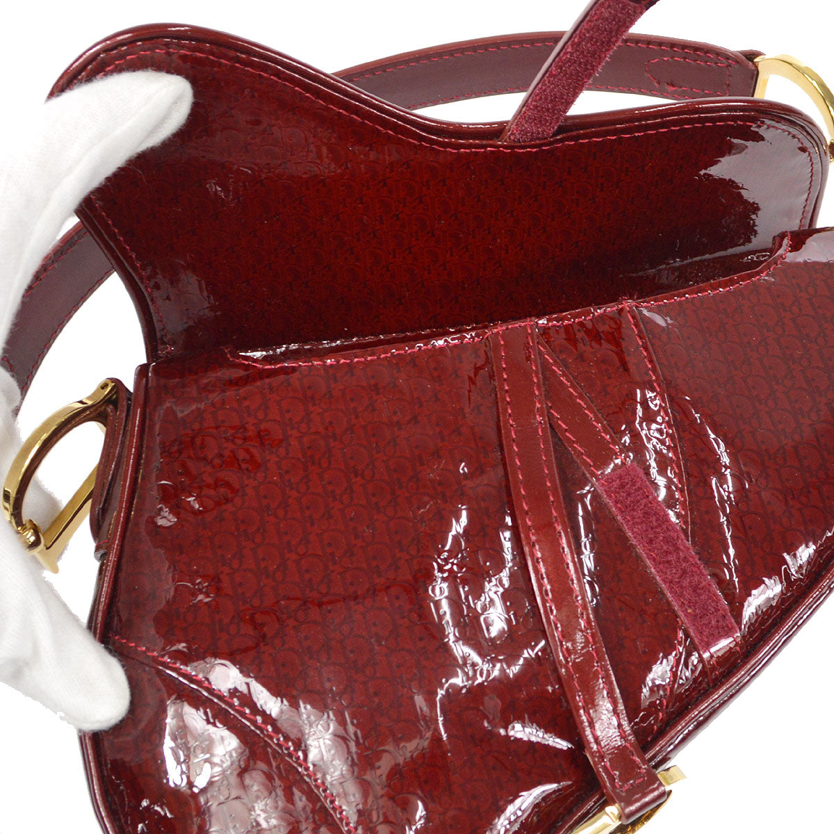 Christian Dior 2000 Trotter Saddle Handbag Bordeaux
