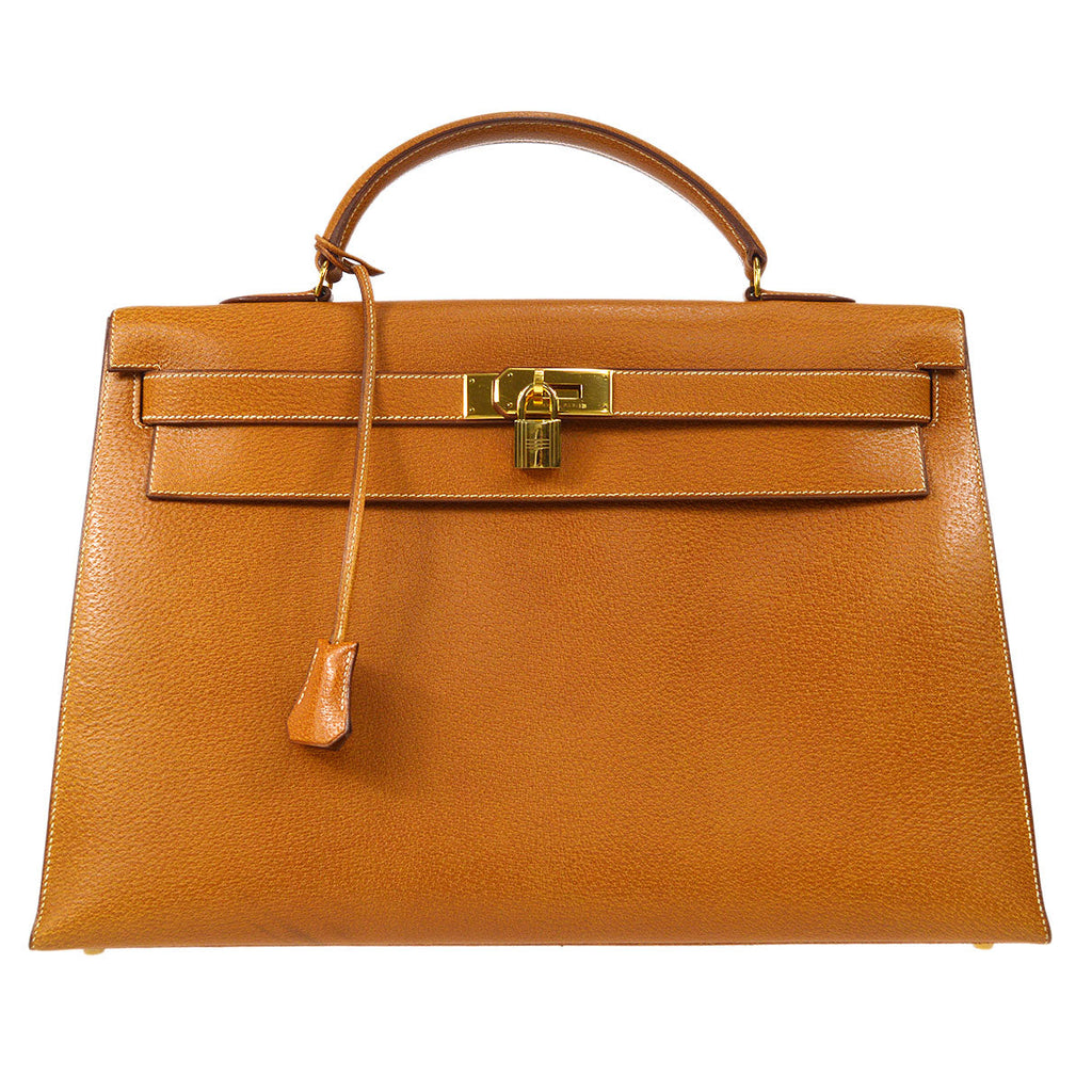 HERMES KELLY 40 SELLIER Handbag Natural Pigskin