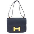 HERMES 1999 CONSTANCE 23 Shoulder Bag Navy Courchevel