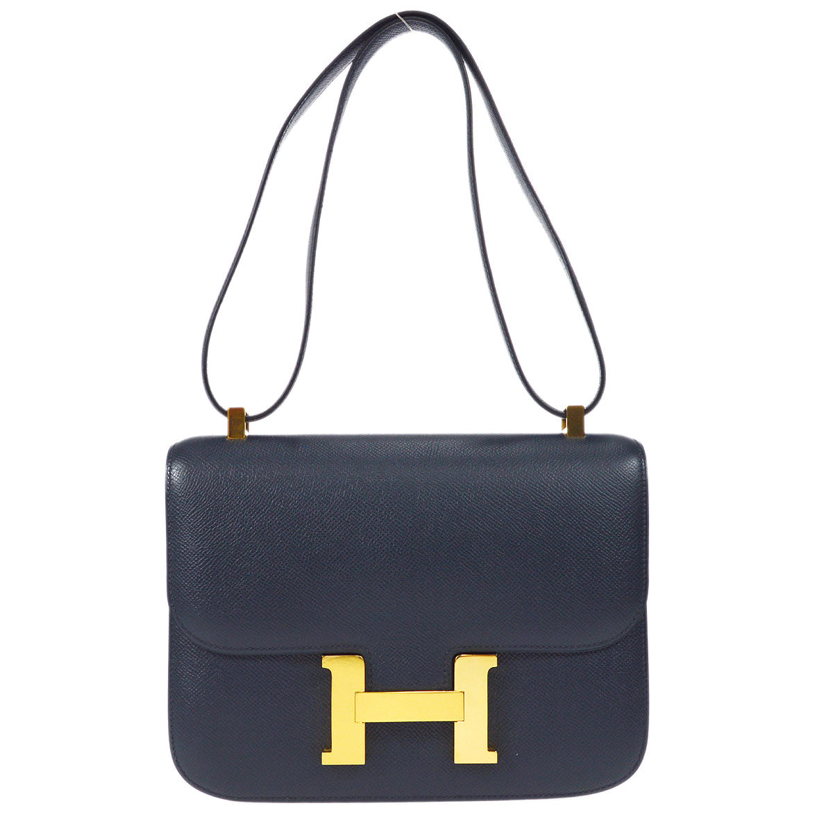 HERMES 1999 CONSTANCE 23 Shoulder Bag Navy Courchevel