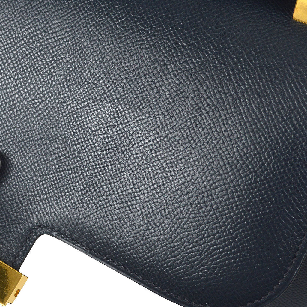 HERMES 1999 CONSTANCE 23 Shoulder Bag Navy Courchevel