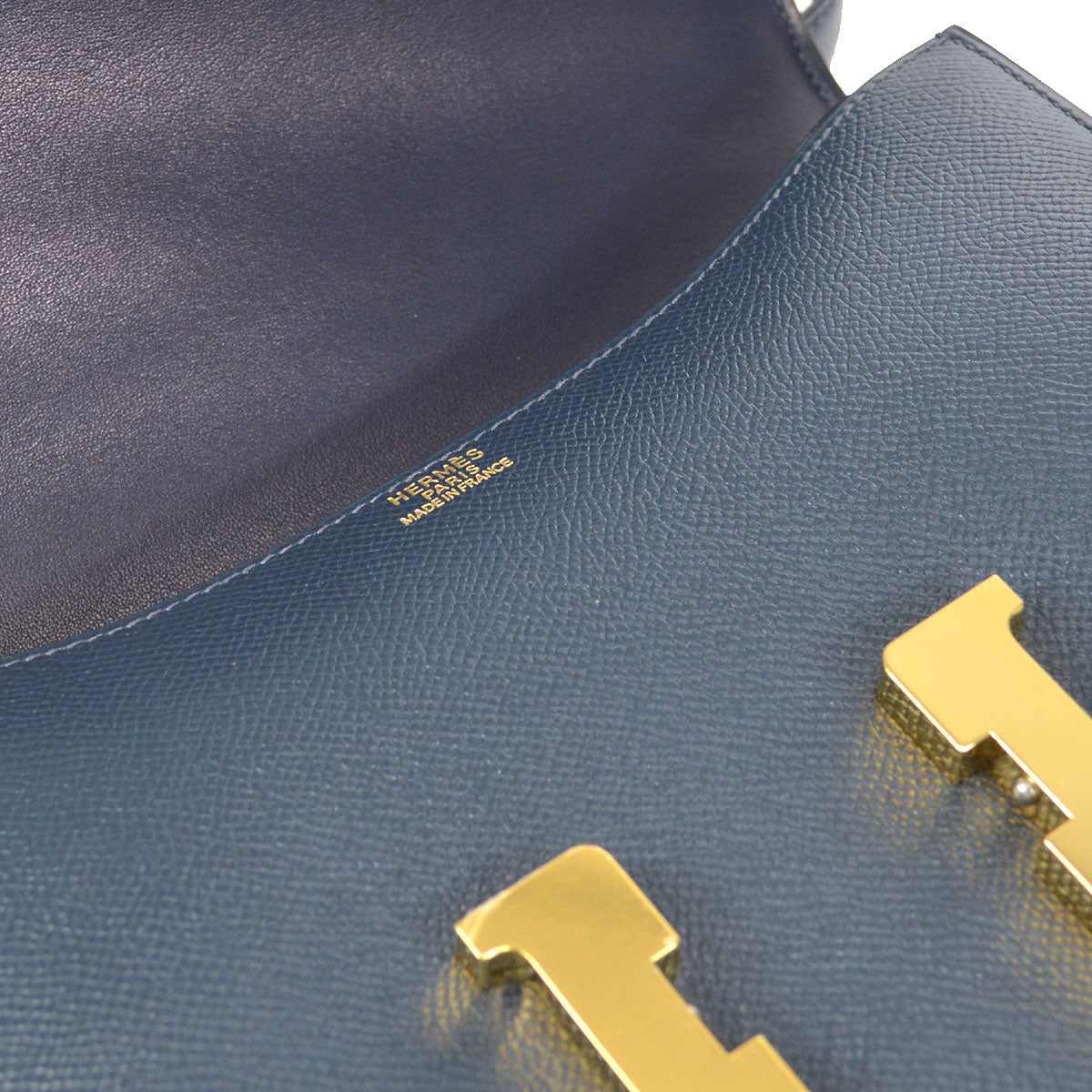HERMES 1999 CONSTANCE 23 Shoulder Bag Navy Courchevel
