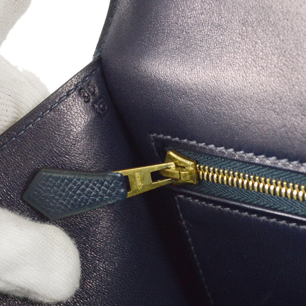 HERMES 1999 CONSTANCE 23 Shoulder Bag Navy Courchevel