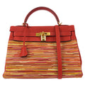 HERMES KELLY 32 2003 RETOURNE 2way Shoulder Handbag Vibrato Togo Red