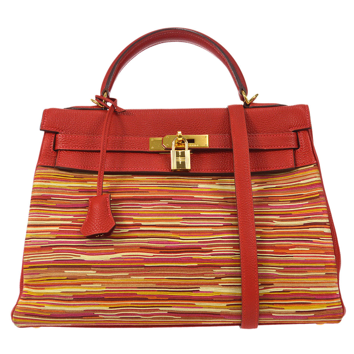 HERMES KELLY 32 2003 RETOURNE 2way Shoulder Handbag Vibrato Togo Red