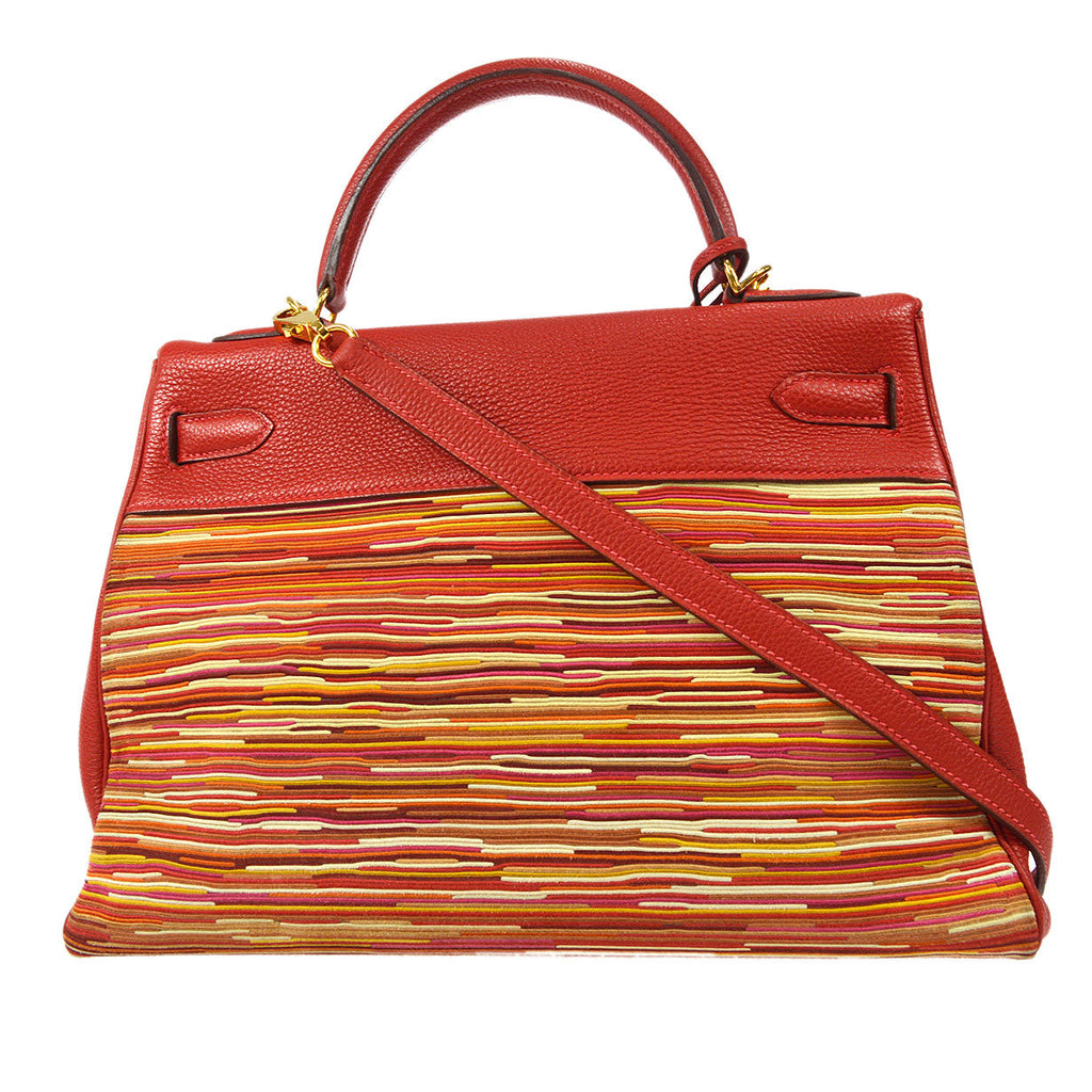 HERMES KELLY 32 2003 RETOURNE 2way Shoulder Handbag Vibrato Togo Red