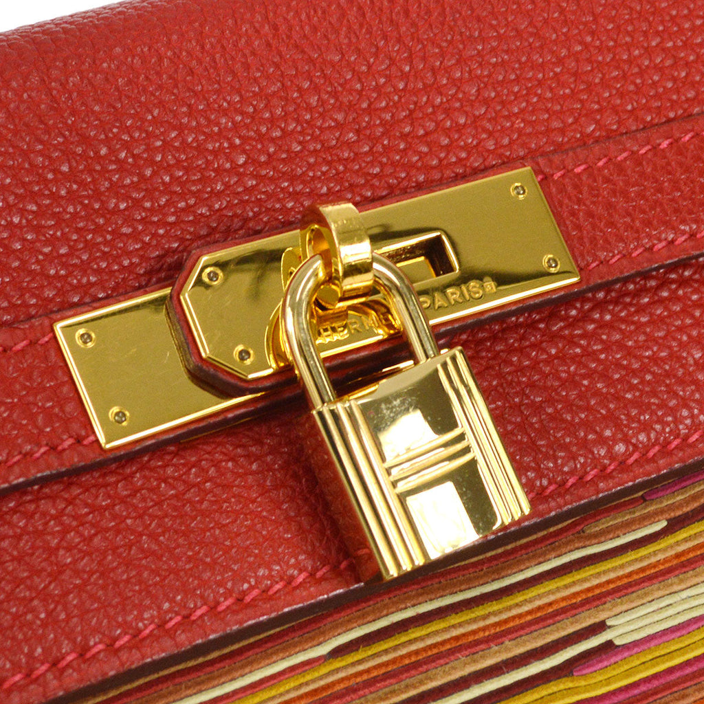 HERMES KELLY 32 2003 RETOURNE 2way Shoulder Handbag Vibrato Togo Red