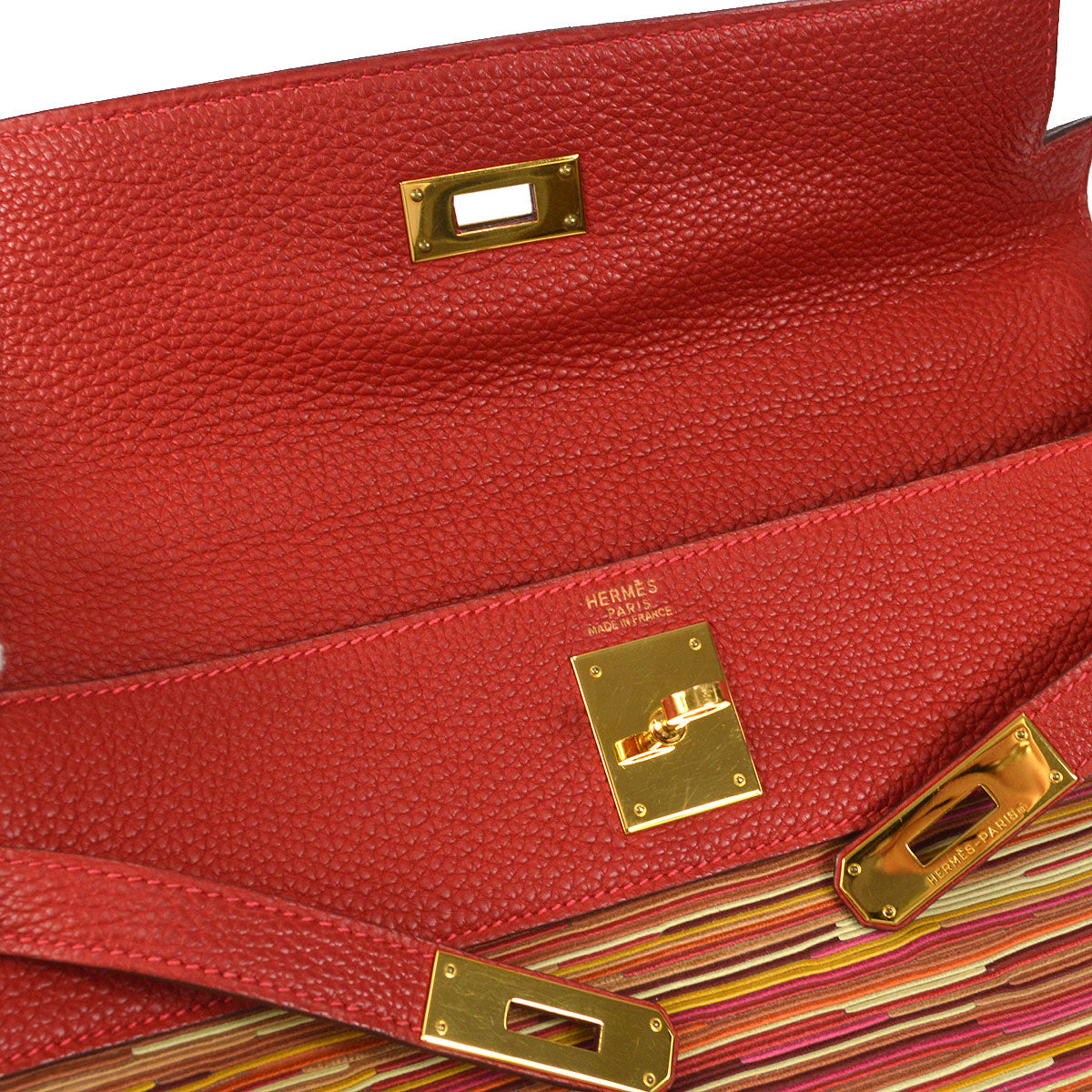 HERMES KELLY 32 2003 RETOURNE 2way Shoulder Handbag Vibrato Togo Red